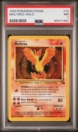 1999 POKEMON FOSSIL #12 MOLTRES-HOLO PSA 7 - Image 1