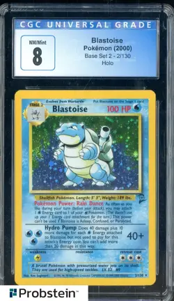 2000 Pokemon Base Set 2 #2/130 Blastoise Holo CGC 8 NM-MT - Image 1