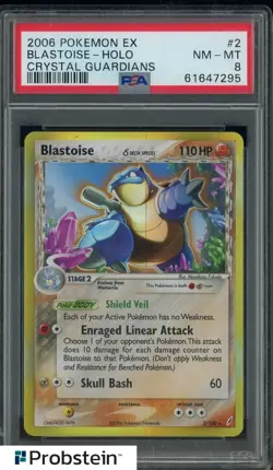 2006 Pokemon Crystal Guardians #2 Blastoise Holo PSA 6 EX-MT - Image 1