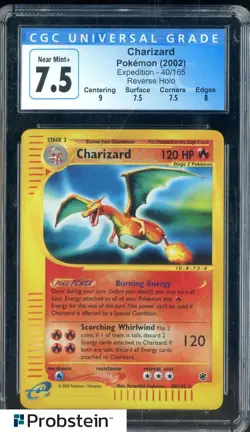 2002 Pokemon Expedition Reverse Holo #40/165 Charizard CGC 7.5 NM+ - Image 1