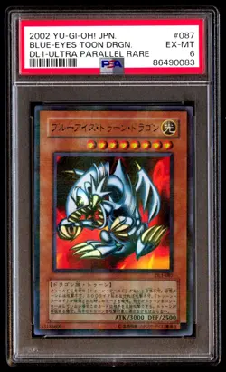 PSA 6 EX Mint Blue-Eyes Toon Dragon DL1-087 Ultra Parallel Rare 2002 Japanese - Image 1