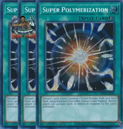 Yugioh! 3x Super Polymerization RA03-EN053 Secret Rare 1st Ed NM - Image 1