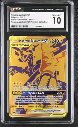 CGC 10 GEM MINT Pikachu & Zekrom GX 2021 Black Star Promos SM248 Pokemon Card - Image 1