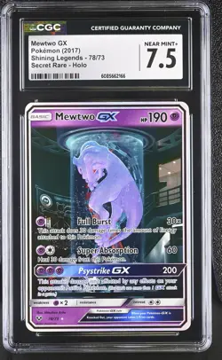 CGC 7.5 Mewtwo GX 2017 Shining Legends 78/73 Secret Rare Holo Pokemon Card - Image 1