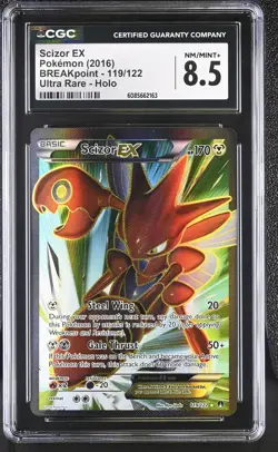 CGC 8.5 Scizor EX 2016 BREAKpoint 119/122 Ultra Rare Holo Pokemon Card - Image 1