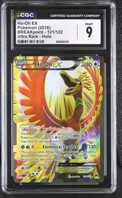CGC 9 MINT Ho-Oh EX 2016 BREAKpoint 121/122 Ultra Rare Holo Pokemon Card - Image 1