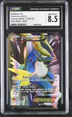 CGC 8.5 Cobalion EX 2013 Plasma Storm 133/135 Ultra Rare Holo Pokemon Card - Image 1