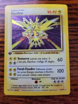 PL 1st Edition FRENCH Zapdos Electhor 1999 Pokemon TCG Base Holo 16/102 - Image 1
