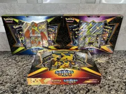 Pokemon Shining Fates Pikachu V Shiny Cramorant V Shiny Boltund V Collection - Image 1