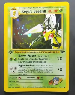 Koga's Beedrill #9/132, 1st Ed Holo Rare Gym Challenge, Vintage Pokemon, LP - Image 1