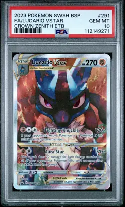 2023 POKEMON SWSH BLACK STAR PROMO #291 FULL ART/LUCARIO VSTAR PSA 10 - Image 1