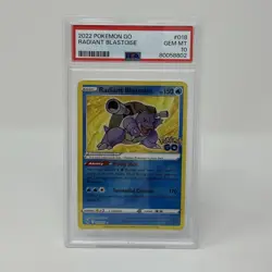 Pokemon PSA 10 GEM MINT Radiant Blastoise 018/078 Pokemon GO Holofoil 2022 - Image 1