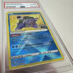 Pokemon PSA 10 GEM MINT Radiant Blastoise 018/078 Pokemon GO Holofoil 2022 - Image 4