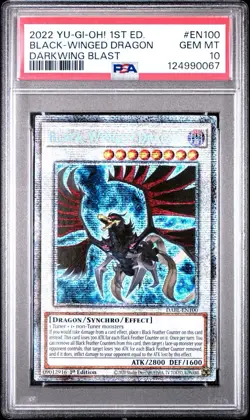 PSA 10 Yugioh Black Winged Dragon DABL EN100 Darkwing Blast 1st Starlight Rare - Image 1