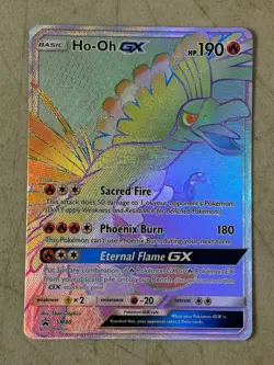 Ho-Oh GX - SM80 SECRET RAINBOW HYPER FULL ART RARE Promo Pokemon NM Card - Image 1