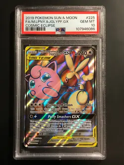 PSA 10 Mega Lopunny & Jigglypuff GX 225/236 Cosmic Eclipse 2019 Pokemon Card - Image 1