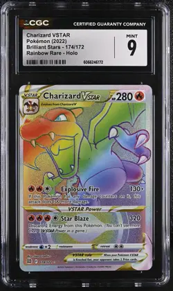 CGC 9 Charizard VSTAR Brilliant Stars 174/172 Rainbow Rare Holo Pokemon Card - Image 1