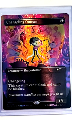 MTG Magic The Gathering SLD Secret Lair Borderless Foil #894 Changeling Outcast - Image 1