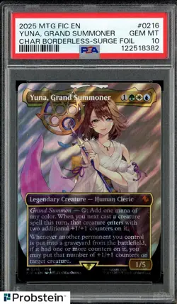 2025 MTG Fic En Char Borderless Surge Foil #0216 Yuna Grand Summoner PSA 10 - Image 1