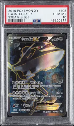 2016 POKEMON XY STEAM SIEGE #108 FULL ART/STEELIX EX PSA 10 - Image 1