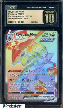 2021 Pokemon Evolving Skies #217/203 Rayquaza Vmax Rainbow Holo CGC 10 PRISTINE - Image 1