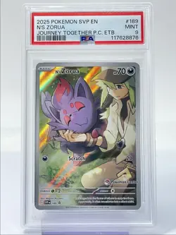 N'S ZORUA 2025 POKEMON CENTER JOURNEY TOGETHER ETB STAMP #189 PSA 9 Q0287 - Image 1