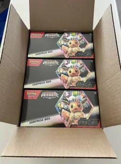 Pokemon Prismatic Evolutions Surprise Box Open Case - 6 Boxes - Image 1