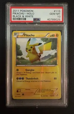 PSA 10 PIKACHU HOLO 115 SECRET BLACK WHITE POKEMON 2011 GEM MINT - Image 1