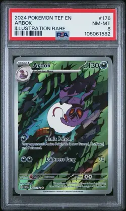 PSA 8 Arbok Illustration Rare #176 2024 Pokemon Temporal Forces 106174777 - Image 1