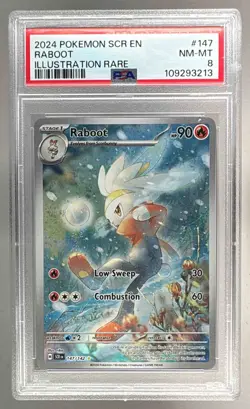 109293213 Raboot 2024 Pokemon SV Stellar Crown - SCR EN #147 PSA 8 - Image 1
