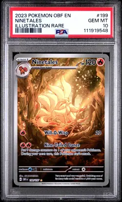 2023 POKEMON OBF EN-OBSIDIAN FLAMES ILLUSTRATION RARE #199 NINETALES PSA 10 - Image 1