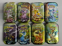 Pokemon Prismatic Evolutions Mini Tins Opened No Packs Full Set Of 8 Empty Tins - Image 2