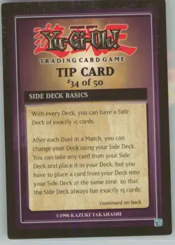 Yu-Gi-Oh! Tip Card #34/50 Exodia Decks 1996 - Image 1