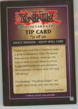 Yu-Gi-Oh! Tip Card #31/50 Exodia Decks 1996 - Image 1