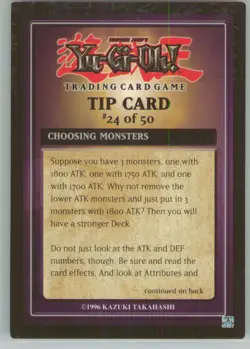 Yu-Gi-Oh! Tip Card #24/50 Exodia Decks 1996 - Image 1