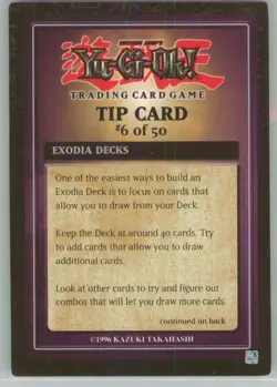 Yu-Gi-Oh! Tip Card #6/50 Exodia Decks 1996 - Image 1