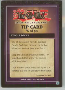 Yu-Gi-Oh! Tip Card #6/50 Exodia Decks 1996 - Image 1