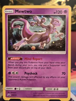 HOLO Mewtwo Foil Black Star Promo SM214 Pokemon Sun and Moon Hidden Fates - NM - Image 3
