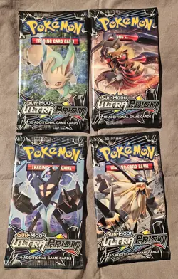 Pokemon Sun & Moon Ultra Prism Booster Pack Art Set. 4 Packs - Image 1