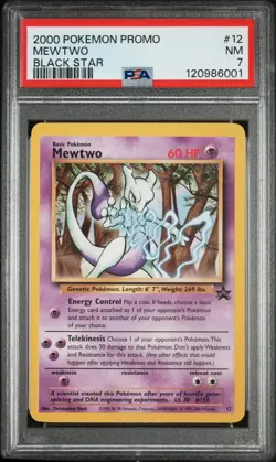 2000 POKEMON PROMO BLACK STAR #12 MEWTWO PSA 7 - Image 1