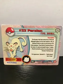 1999 Topps Pokemon Series 1 #53 Persian Foil TV Animation Edition - Image 2