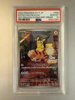 2023 POKEMON JPN SV-P PROMO #098 DETECTIVE PIKACHU PSA 10 - Image 1