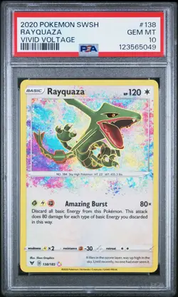 2020 POKEMON SWORD & SHIELD VIVID VOLTAGE #138 RAYQUAZA PSA 10 - Image 1
