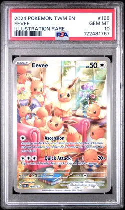 2024 POKEMON TWM EN-TWILIGHT MASQUERADE ILLUSTRATION RARE #188 EEVEE PSA 10 - Image 1
