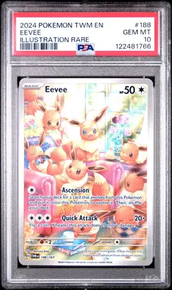 2024 POKEMON TWM EN-TWILIGHT MASQUERADE ILLUSTRATION RARE #188 EEVEE PSA 10 - Image 1