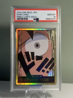 2024 One Piece JPN PRB01 Don!! Card LUFFY Gold Premium Booster PSA 10!! - Image 1