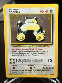 1999 Vintage Pokemon Card Rare Holo SNORLAX No Symbol Error Jungle 11/64 - Image 1