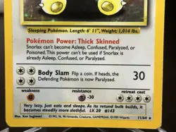 1999 Vintage Pokemon Card Rare Holo SNORLAX No Symbol Error Jungle 11/64 - Image 3