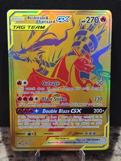 Charizard & Reshiram GX SM247 Sun & Moon Gold Black Star Promo Pokemon Card - Image 1