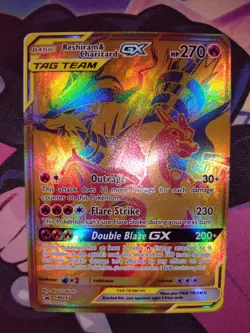 Charizard & Reshiram GX SM247 Sun & Moon Gold Black Star Promo Pokemon Card - Image 3